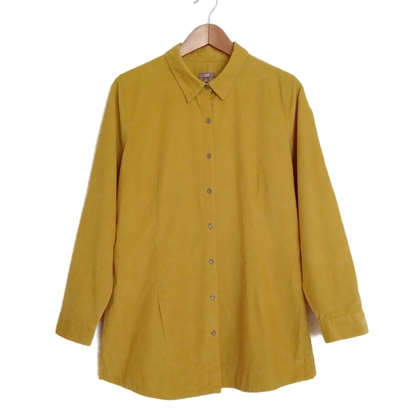 J. Jill Tops - J. Jill Mustard Yellow Corduroy Button Up